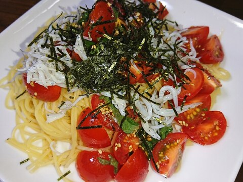 食欲ススム☆トマトと大葉のしらすの冷製パスタ